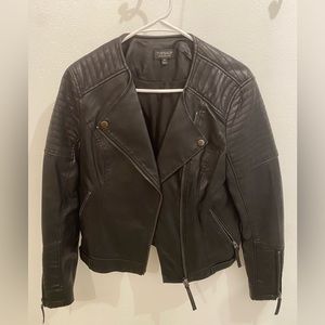 Top Shop black leather moto jacket. Size medium.